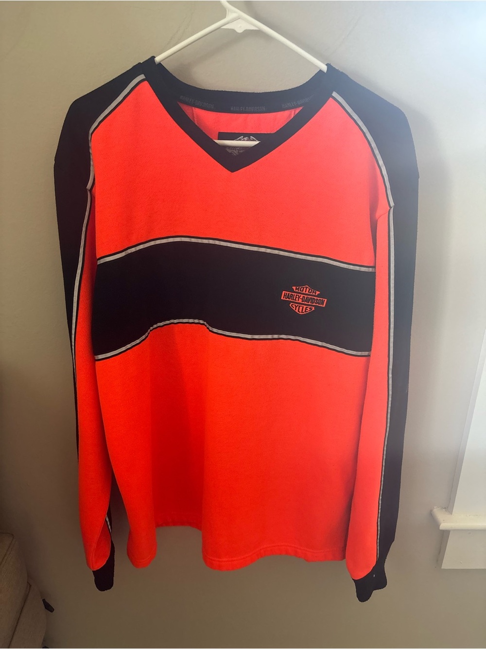 Harley-Davidson Orange & Black Long Sleeve Pullover men’s large